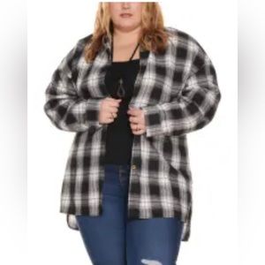 GEEGEE black and white plaid, long sleeve shirt, jacket